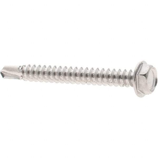 Value Collection - #8, Hex Washer Head, Hex Drive, 1-1/2" Length Under Head, #2 Point, Self Drilling Screw - Grade 410 Stainless Steel - Eagle Tool & Supply