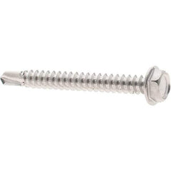 Value Collection - #8, Hex Washer Head, Hex Drive, 1-1/2" Length Under Head, #2 Point, Self Drilling Screw - Grade 410 Stainless Steel - Eagle Tool & Supply