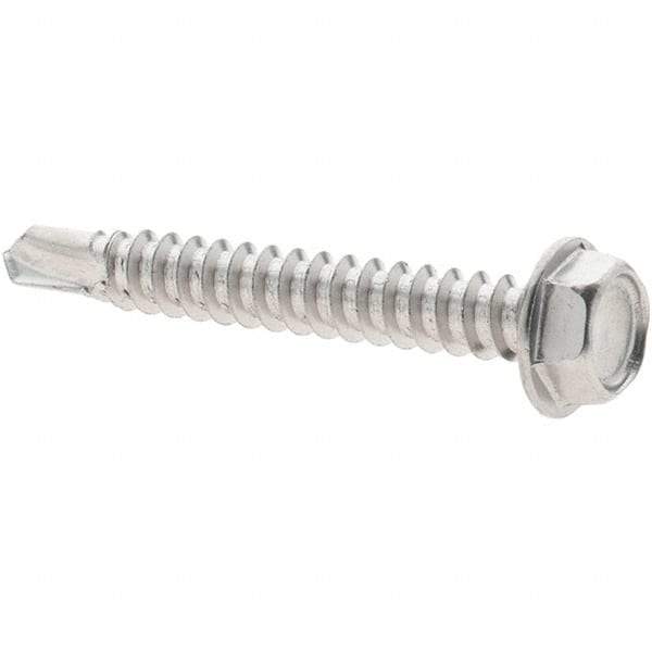 Value Collection - #8, Hex Washer Head, Hex Drive, 1-1/4" Length Under Head, #2 Point, Self Drilling Screw - Grade 410 Stainless Steel - Eagle Tool & Supply
