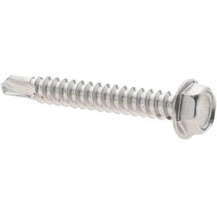Value Collection - #8, Hex Washer Head, Hex Drive, 1-1/4" Length Under Head, #2 Point, Self Drilling Screw - Grade 410 Stainless Steel - Eagle Tool & Supply