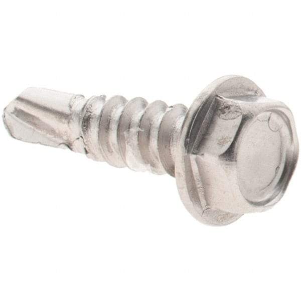 Value Collection - #8, Hex Washer Head, Hex Drive, 5/8" Length Under Head, #2 Point, Self Drilling Screw - Grade 410 Stainless Steel - Eagle Tool & Supply