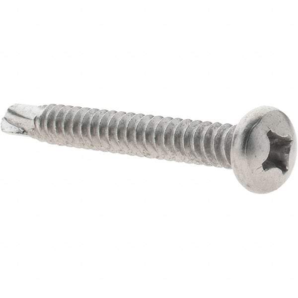 Value Collection - #14, Pan Head, Phillips Drive, 2" Length Under Head, #3 Point, Self Drilling Screw - Grade 410 Stainless Steel - Eagle Tool & Supply