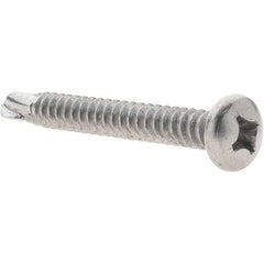 Value Collection - #14, Pan Head, Phillips Drive, 2" Length Under Head, #3 Point, Self Drilling Screw - Grade 410 Stainless Steel - Eagle Tool & Supply