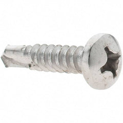 Value Collection - #12, Pan Head, Phillips Drive, 1" Length Under Head, #3 Point, Self Drilling Screw - Grade 410 Stainless Steel - Eagle Tool & Supply