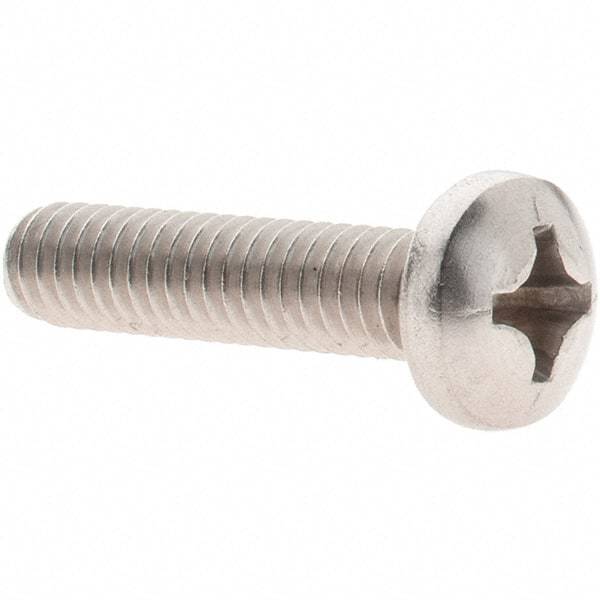 Value Collection - #12-24 UNC, 1" Length Under Head Phillips Drive Machine Screw - Pan Head, Grade 18-8 Stainless Steel, Uncoated, Without Washer - Eagle Tool & Supply