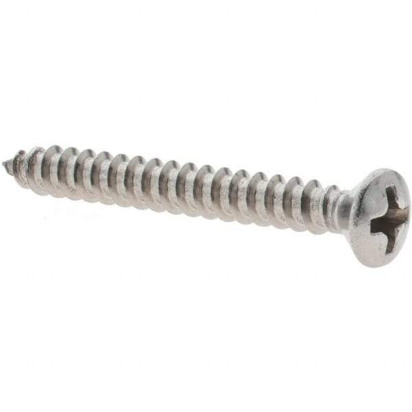 Value Collection - #6 Oval Head Phillips Sheet Metal Screw - Stainless Steel, 1-1/4" Length Under Head, Grade 18-8 - Eagle Tool & Supply