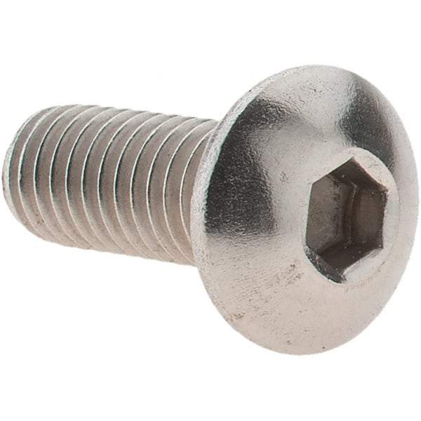 Value Collection - M5x0.80 Metric Coarse Hex Socket Drive, Button Screw - Grade 18-8 & Austenitic A2 Stainless Steel, Uncoated, Fully Threaded, 12mm Length Under Head - Eagle Tool & Supply