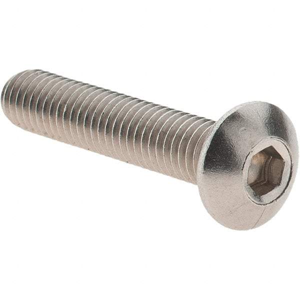 Value Collection - M5x0.80 Metric Coarse Hex Socket Drive, Button Screw - Grade 18-8 & Austenitic A2 Stainless Steel, Uncoated, Partially Threaded, 25mm Length Under Head - Eagle Tool & Supply