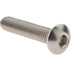 Value Collection - M5x0.80 Metric Coarse Hex Socket Drive, Button Screw - Grade 18-8 & Austenitic A2 Stainless Steel, Uncoated, Partially Threaded, 25mm Length Under Head - Eagle Tool & Supply