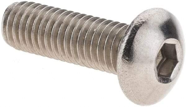 Value Collection - M5x0.80 Metric Coarse Hex Socket Drive, Button Screw - Grade 18-8 Stainless Steel, Fully Threaded, 16mm Length Under Head - Eagle Tool & Supply