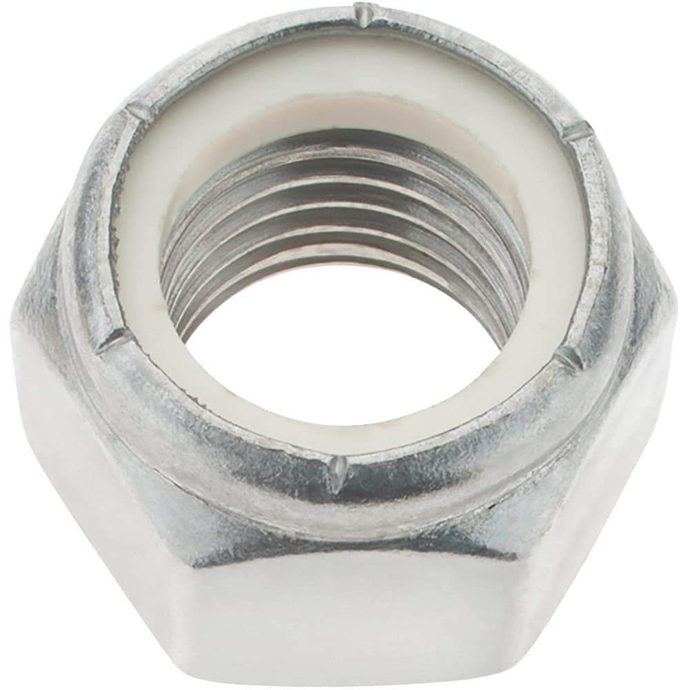 Value Collection - 1-8 UNC 18-8 Hex Lock Nut with Nylon Insert - 1-7/16" Width Across Flats, 1-3/64" High - Eagle Tool & Supply