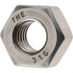 Value Collection - 5/16-18 UNC Stainless Steel Right Hand Heavy Hex Nut - 9/16" Across Flats, 19/64" High, Uncoated - Eagle Tool & Supply