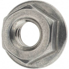 Value Collection - 1/4-20, 19/32" Flange Diam, Serrated Flange Nut - Grade 18-8 Stainless Steel, 0.236" Flange Height - Eagle Tool & Supply