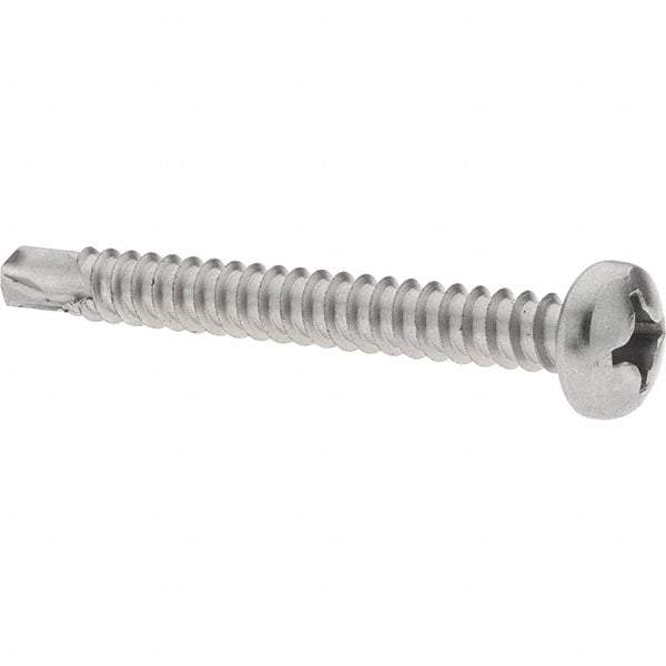 Value Collection - #12, Pan Head, Phillips Drive, 2" Length Under Head, #3 Point, Self Drilling Screw - Grade 410 Stainless Steel - Eagle Tool & Supply