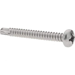 Value Collection - #12, Pan Head, Phillips Drive, 2" Length Under Head, #3 Point, Self Drilling Screw - Grade 410 Stainless Steel - Eagle Tool & Supply
