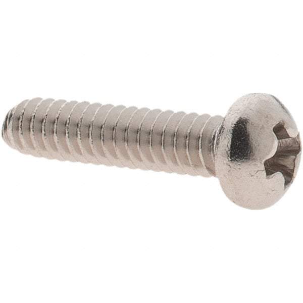 Made in USA - #4-40 UNC, 1/2" Length Under Head Phillips Drive Machine Screw - Round Head, Grade 18-8 Stainless Steel, Uncoated, Without Washer - Eagle Tool & Supply
