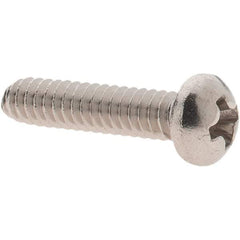 Made in USA - #4-40 UNC, 1/2" Length Under Head Phillips Drive Machine Screw - Round Head, Grade 18-8 Stainless Steel, Uncoated, Without Washer - Eagle Tool & Supply