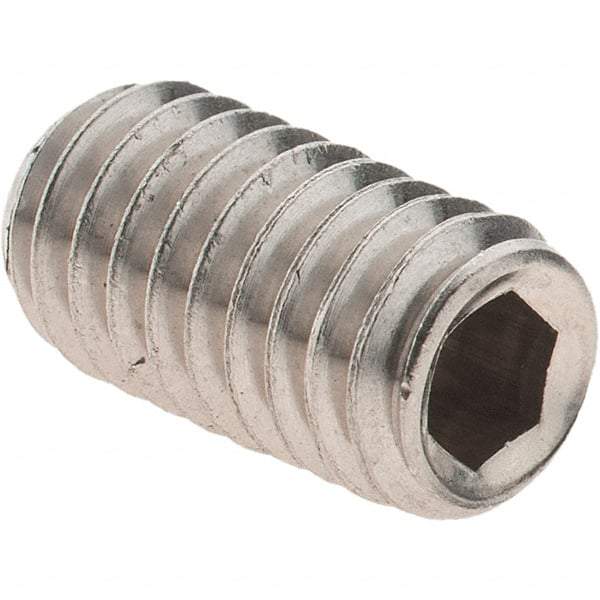 Made in USA - 5/16-18 UNC, 5/8" OAL, Cup Point Set Screw - Grade 18-8 Stainless Steel, 3/32" Key - Eagle Tool & Supply