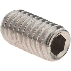 Made in USA - 5/16-18 UNC, 5/8" OAL, Cup Point Set Screw - Grade 18-8 Stainless Steel, 3/32" Key - Eagle Tool & Supply