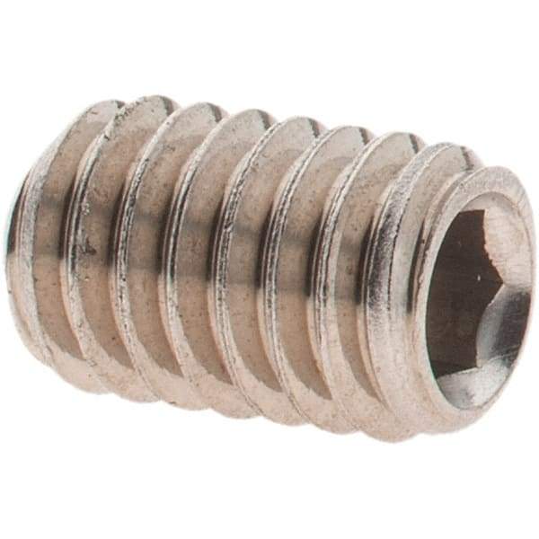 Made in USA - 5/16-18 UNC, 1/2" OAL, Cup Point Set Screw - Grade 18-8 Stainless Steel, 5/32" Key - Eagle Tool & Supply