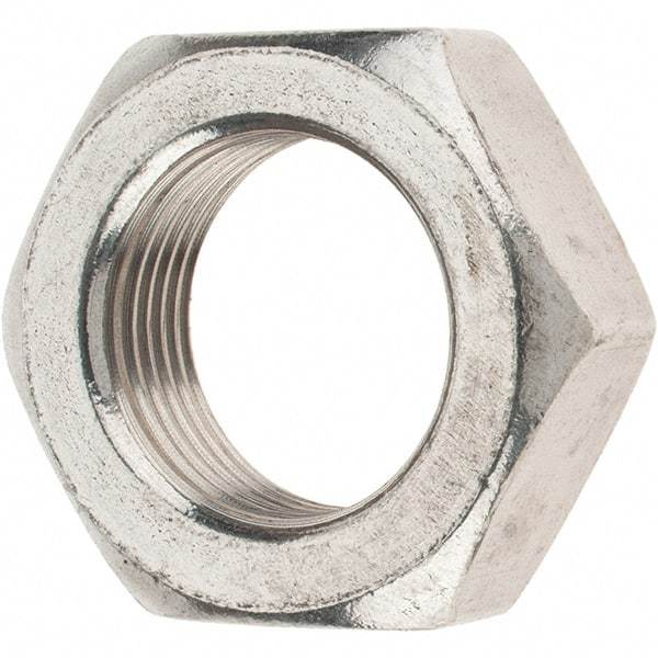 Value Collection - 1-14 UNC Stainless Steel Right Hand Hex Jam Nut - 1-1/2" Across Flats, 35/64" High - Eagle Tool & Supply