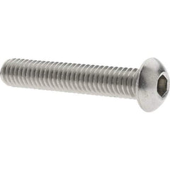 Made in USA - 5/16-18 UNC Hex Socket Drive, Button Screw - Grade 18.8 Stainless Steel, Fully Threaded, 1-3/4" Length Under Head - Eagle Tool & Supply