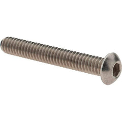 Value Collection - 1/4-20 UNC Hex Socket Drive, Button Screw - Grade 18.8 Stainless Steel, Fully Threaded, 1-3/4" Length Under Head - Eagle Tool & Supply