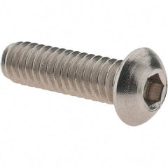 Value Collection - 1/4-20 UNC Hex Socket Drive, Button Screw - Grade 18.8 Stainless Steel, Fully Threaded, 7/8" Length Under Head - Eagle Tool & Supply