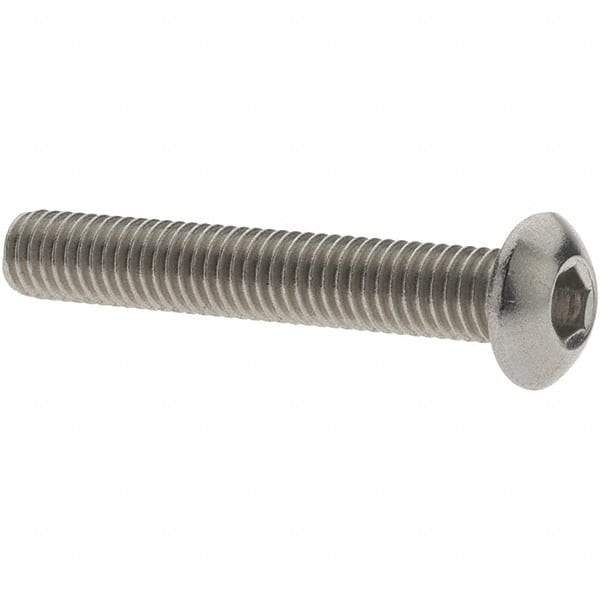 Value Collection - #10-32 UNF Hex Socket Drive, Button Screw - Grade 18.8 Stainless Steel, Fully Threaded, 1-1/4" Length Under Head - Eagle Tool & Supply
