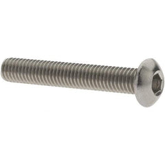 Value Collection - #10-32 UNF Hex Socket Drive, Button Screw - Grade 18.8 Stainless Steel, Fully Threaded, 1-1/4" Length Under Head - Eagle Tool & Supply