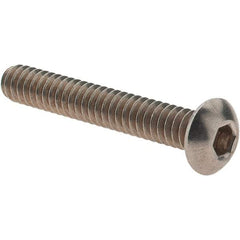 Value Collection - #10-24 UNC Hex Socket Drive, Button Screw - Grade 18.8 Stainless Steel, Fully Threaded, 1-1/4" Length Under Head - Eagle Tool & Supply