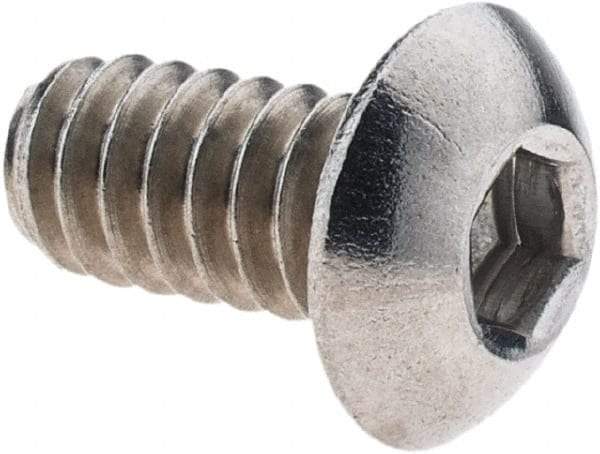 Value Collection - #10-24 UNC Hex Socket Drive, Button Screw - Grade 18-8 Stainless Steel, 3/8" Length Under Head - Eagle Tool & Supply