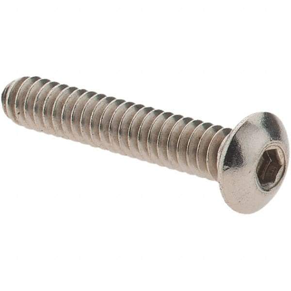 Made in USA - #4-40 UNC Hex Socket Drive, Button Screw - Grade 18.8 Stainless Steel, Fully Threaded, 5/8" Length Under Head - Eagle Tool & Supply