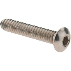 Made in USA - #4-40 UNC Hex Socket Drive, Button Screw - Grade 18.8 Stainless Steel, Fully Threaded, 5/8" Length Under Head - Eagle Tool & Supply