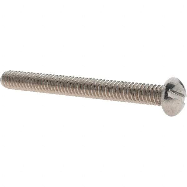 Value Collection - 1/4-20 UNC, 2-1/2" Length Under Head Slotted Drive Machine Screw - Round Head, Grade 18-8 Stainless Steel, Uncoated, Without Washer - Eagle Tool & Supply