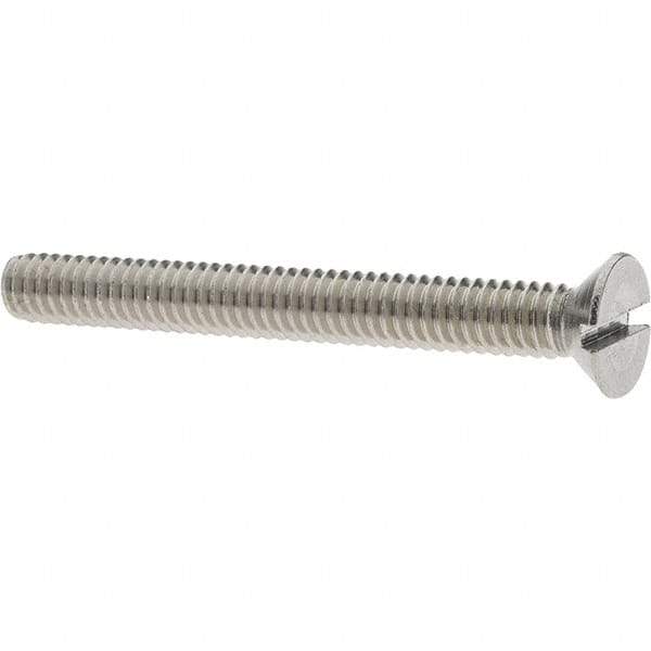 Value Collection - #12-24 UNC, 2" OAL Slotted Drive Machine Screw - Flat Head, Grade 18-8 Stainless Steel, Uncoated, Without Washer - Eagle Tool & Supply