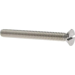 Value Collection - #12-24 UNC, 2" OAL Slotted Drive Machine Screw - Flat Head, Grade 18-8 Stainless Steel, Uncoated, Without Washer - Eagle Tool & Supply