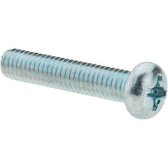 Value Collection - M6x1.00, 30mm Length Under Head Phillips Drive Machine Screw - Pan Head, Grade 4.8 Steel, Zinc-Plated Finish, Without Washer - Eagle Tool & Supply