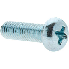 Value Collection - M5x0.80, 16mm Length Under Head Phillips Drive Machine Screw - Pan Head, Grade 4.8 Steel, Zinc-Plated Finish, Without Washer - Eagle Tool & Supply