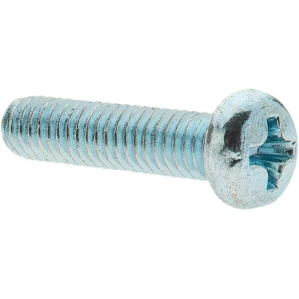Value Collection - M4x0.70, 16mm Length Under Head Phillips Drive Machine Screw - Pan Head, Grade 4.8 Steel, Zinc-Plated Finish, Without Washer - Eagle Tool & Supply