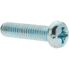 Value Collection - M4x0.70, 16mm Length Under Head Phillips Drive Machine Screw - Pan Head, Grade 4.8 Steel, Zinc-Plated Finish, Without Washer - Eagle Tool & Supply