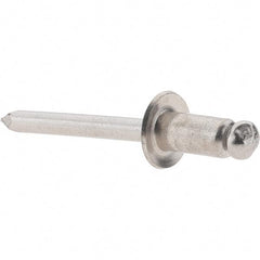 Value Collection - Size 84 Dome Head Stainless Steel Open End Blind Rivet - Stainless Steel Mandrel, 0.062" to 1/4" Grip, 1/2" Head Diam, 0.257" to 0.261" Hole Diam, 1/2" Length Under Head, 1/4" Body Diam - Eagle Tool & Supply