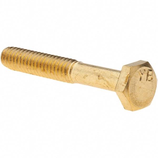 Value Collection - 1/4-20 UNC, 1-3/4" Length Under Head Hex Head Cap Screw - Brass, 7/16" Hex - Eagle Tool & Supply