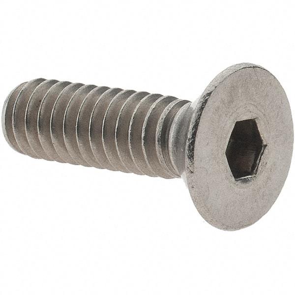 Value Collection - 1/4-20 UNC Hex Socket Drive, 82° Flat Screw - Grade 18.8 Stainless Steel, Fully Threaded, 7/8" OAL - Eagle Tool & Supply