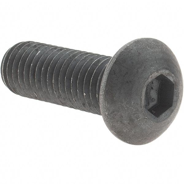 Value Collection - M10x1.50 Metric Coarse Hex Socket Drive, Button Screw - Grade 12.9 Alloy Steel, Black Oxide Finish, Fully Threaded, 30mm Length Under Head - Eagle Tool & Supply