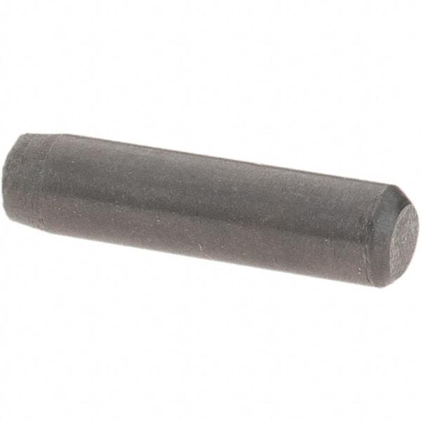 Value Collection - 1/8" Diam x 1/2" Pin Length Grade 8 Alloy Steel Standard Dowel Pin - Bright Finish, C 47-58 & C 60 (Surface) Hardness, 1,840 Lb (Single Shear), 3,680 Lb (Double Shear) Breaking Strength, 1 Beveled & 1 Rounded End - Eagle Tool & Supply