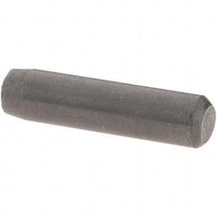 Value Collection - 1/8" Diam x 1/2" Pin Length Grade 8 Alloy Steel Standard Dowel Pin - Bright Finish, C 47-58 & C 60 (Surface) Hardness, 1,840 Lb (Single Shear), 3,680 Lb (Double Shear) Breaking Strength, 1 Beveled & 1 Rounded End - Eagle Tool & Supply