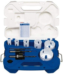 Lenox - 9 Piece, 3/4" to 2-9/16" Saw Diam, General Purpose Hole Saw Kit - Carbide Grit, Includes 6 Hole Saws - Eagle Tool & Supply