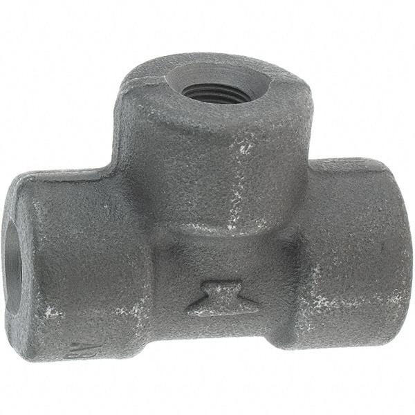 Made in USA - Size 1/8", Class 3,000, Forged Carbon Steel Black Pipe Tee - 3,000 psi, Threaded End Connection - Eagle Tool & Supply