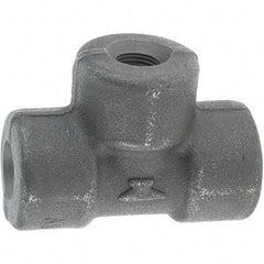 Made in USA - Size 1/8", Class 3,000, Forged Carbon Steel Black Pipe Tee - 3,000 psi, Threaded End Connection - Eagle Tool & Supply